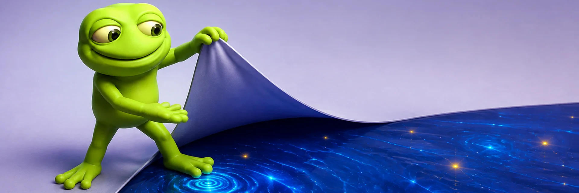 TOAD peeling the lavender surface off a glowing cosmic pond